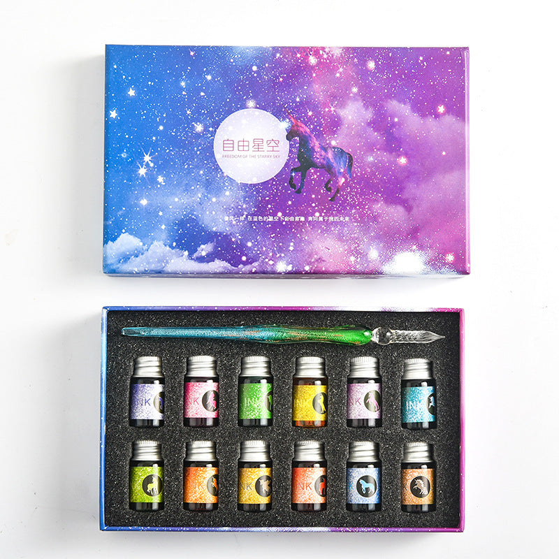 Starry Sky Pen Glass Pen Gradient Color Gift Box Set