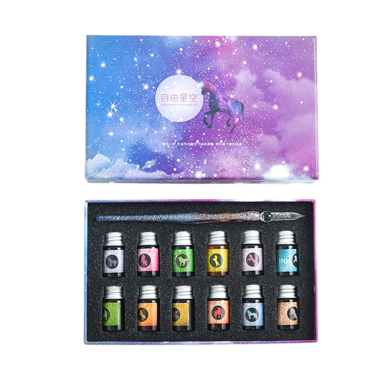 Starry Sky Pen Glass Pen Gradient Color Gift Box Set